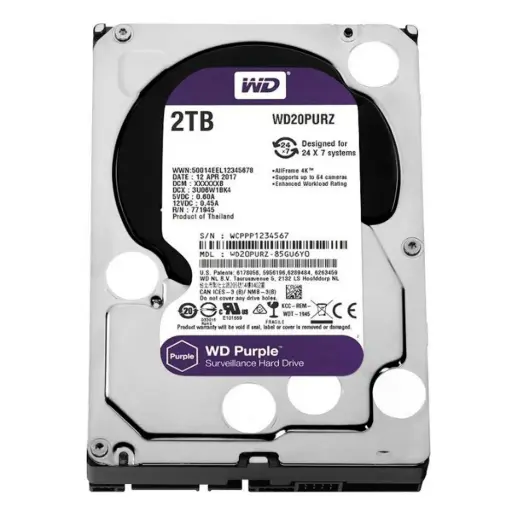 HD Interno WD Purple 2TB Surveillance SATA III 6GB/s 5400 RPM WD20PURZ 